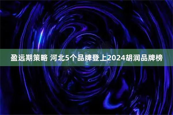 盈远期策略 河北5个品牌登上2024胡润品牌榜